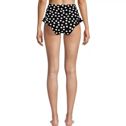 Women's Ruffle High Waisted High Leg Bikini Bottoms
