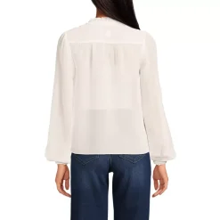 Women's Ruffle Neck Pintuck Sleeve Top