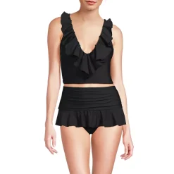 Womens Ruffle Plunge Midkini Top