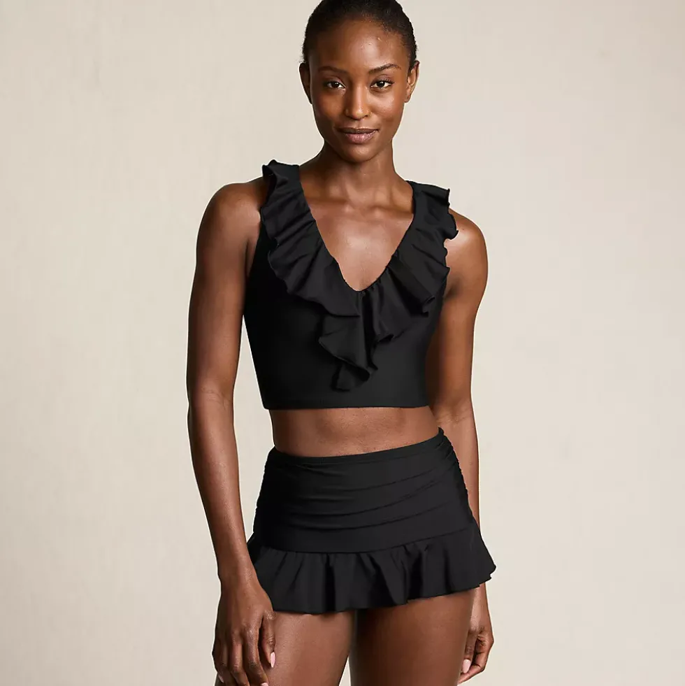 Womens Ruffle Plunge Midkini Top