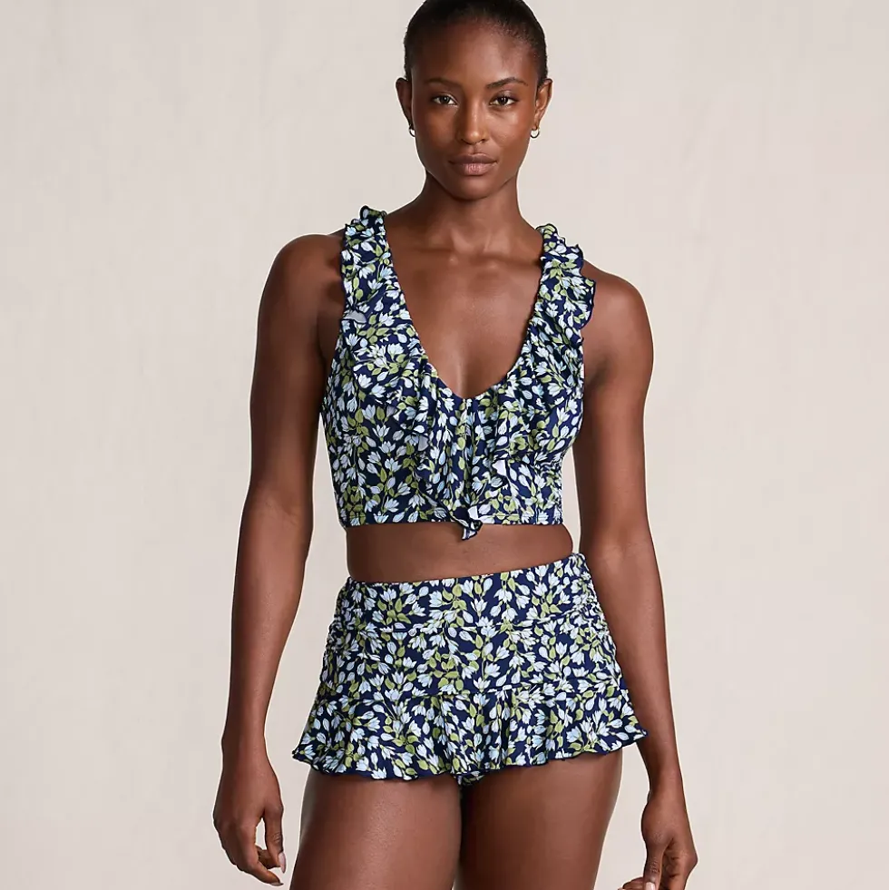 Womens Ruffle Plunge Midkini Top
