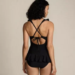 Women's Ruffle Plunge Skirted High Leg One Piece
