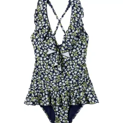 Women's Ruffle Plunge Skirted High Leg One Piece