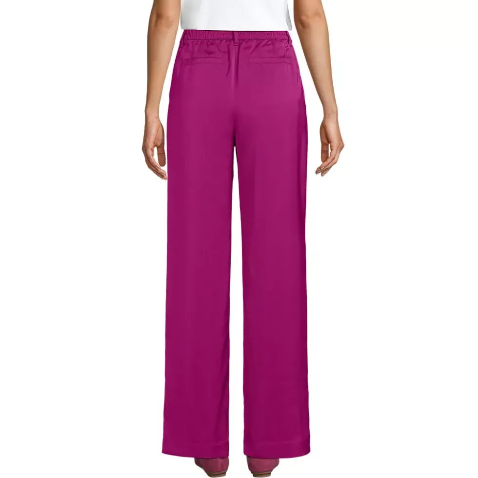 Women's Satin Elastic Back Wide Leg Pants