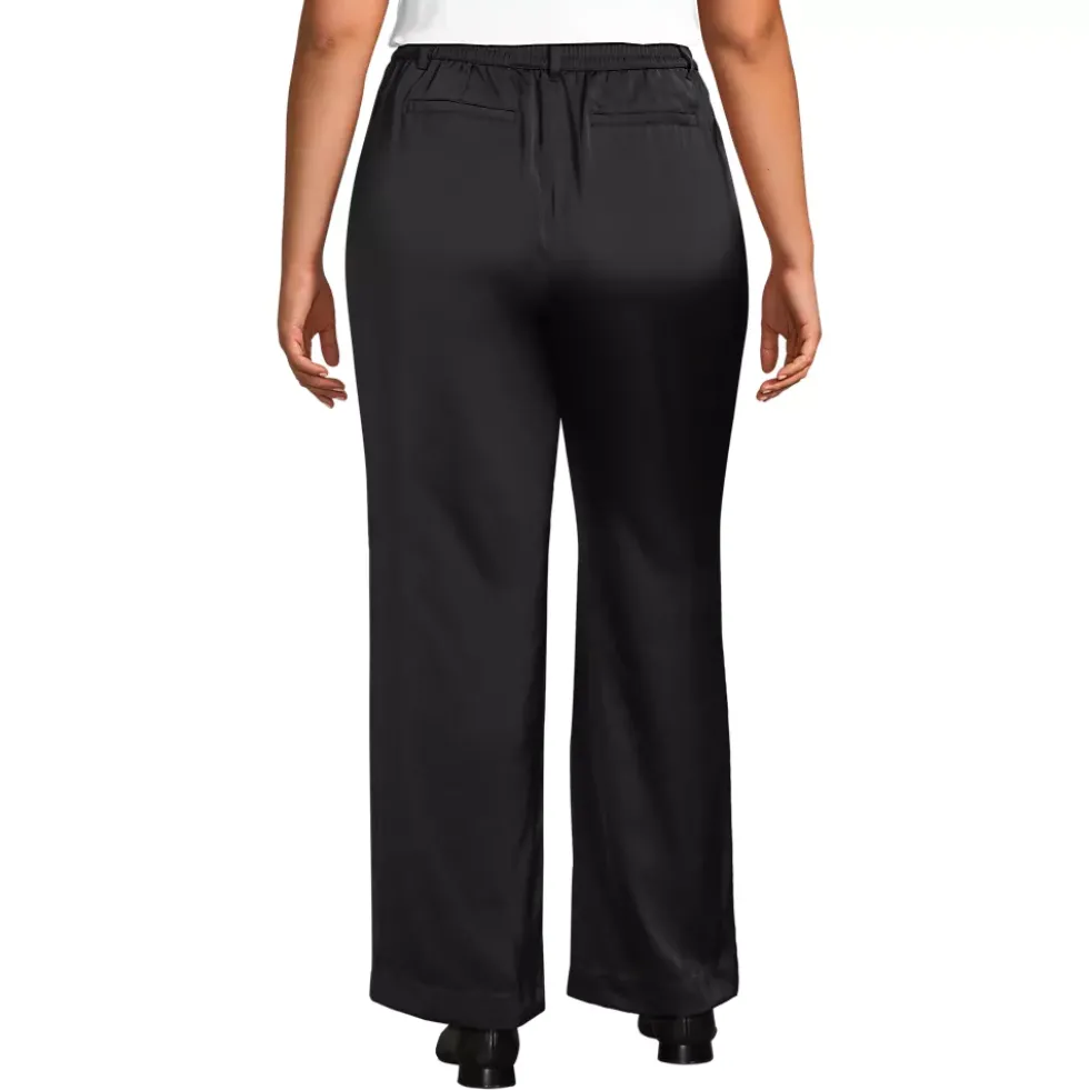 Women's Satin Elastic Back Wide Leg Pants