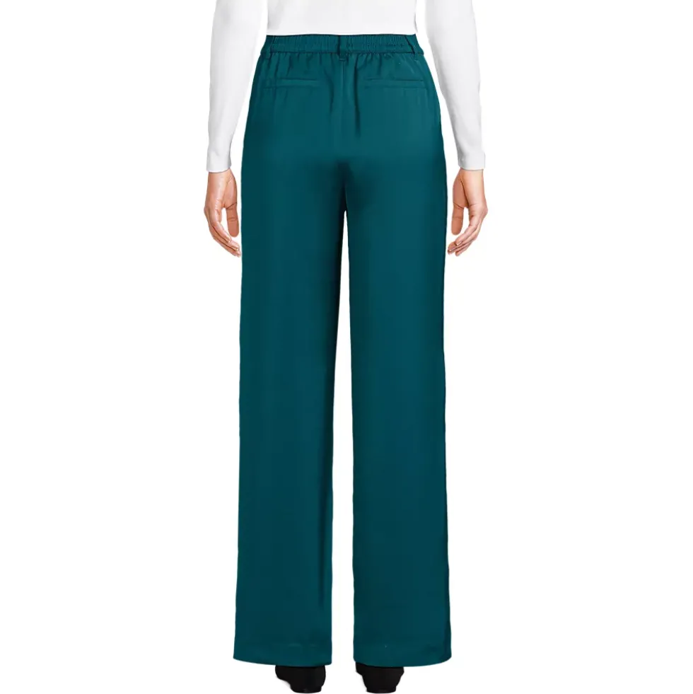 Women's Satin Elastic Back Wide Leg Pants
