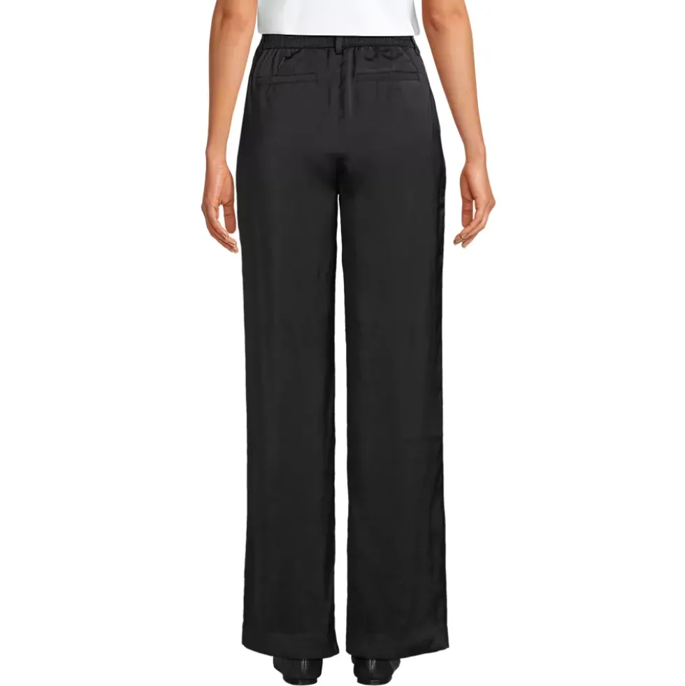 Women's Satin Elastic Back Wide Leg Pants