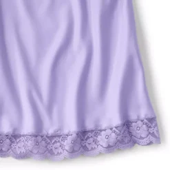 Women's Satin Lace Trim Midi Skirt