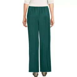 Women's Satin Mid Rise Relaxed Pull On Wide Leg Pants