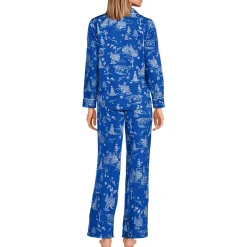 Women's Satin 2 Piece Pajama Set - Long Sleeve Top and Wide Leg Pants