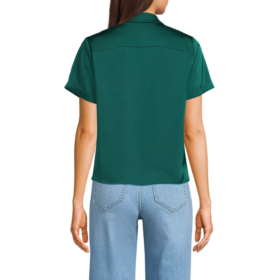 Women's Satin Short Sleeve Shirt