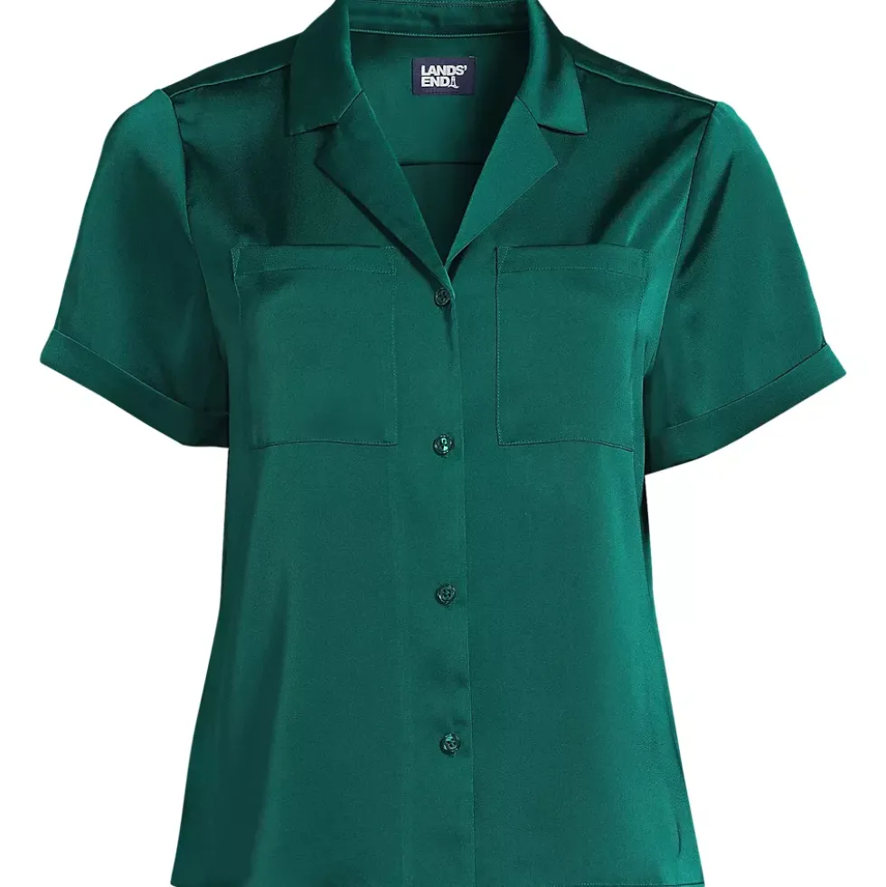 Women's Satin Short Sleeve Shirt