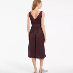 Women's Satin Sleeveless Lace Detail Dress