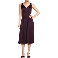 Women's Satin Sleeveless Lace Detail Dress