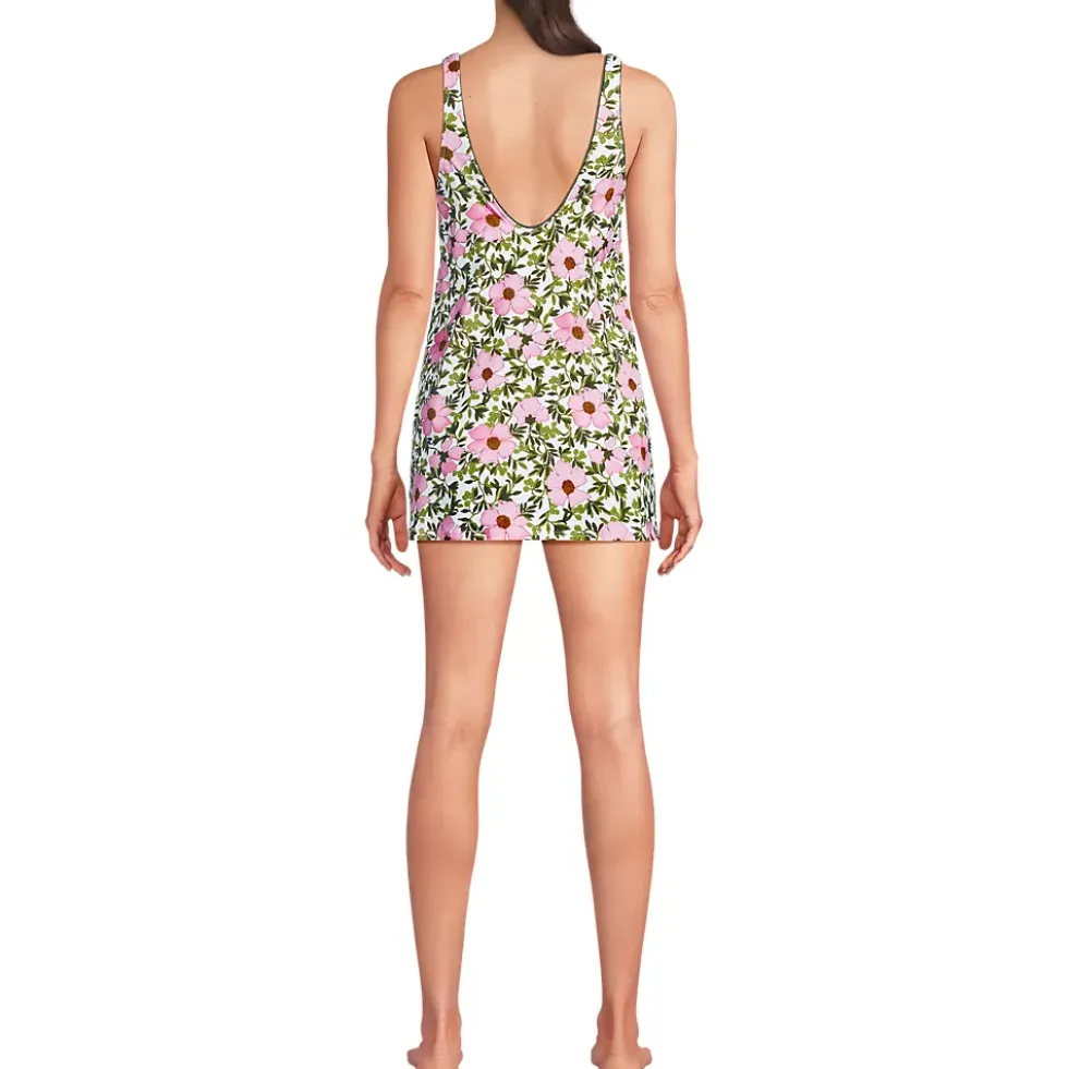Women's Scoop Neck Mini Swim Dress Swimsuit