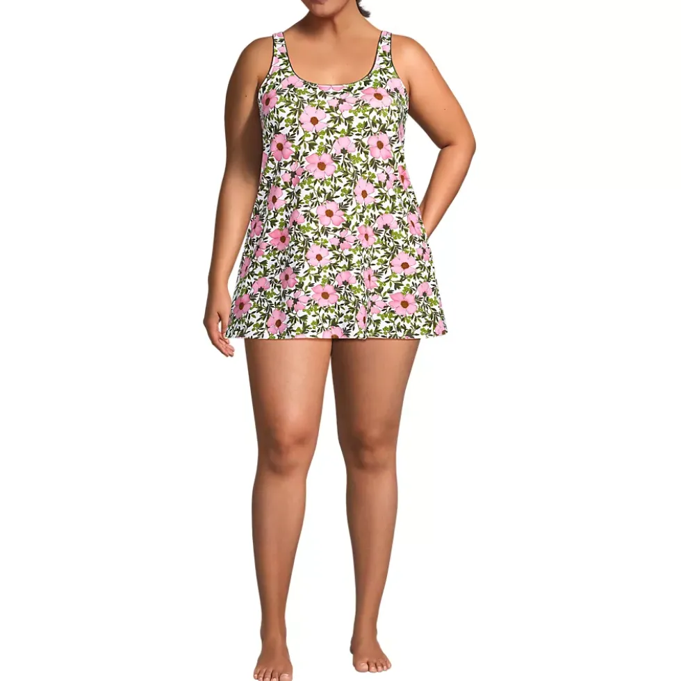 Women's Scoop Neck Mini Swim Dress Swimsuit