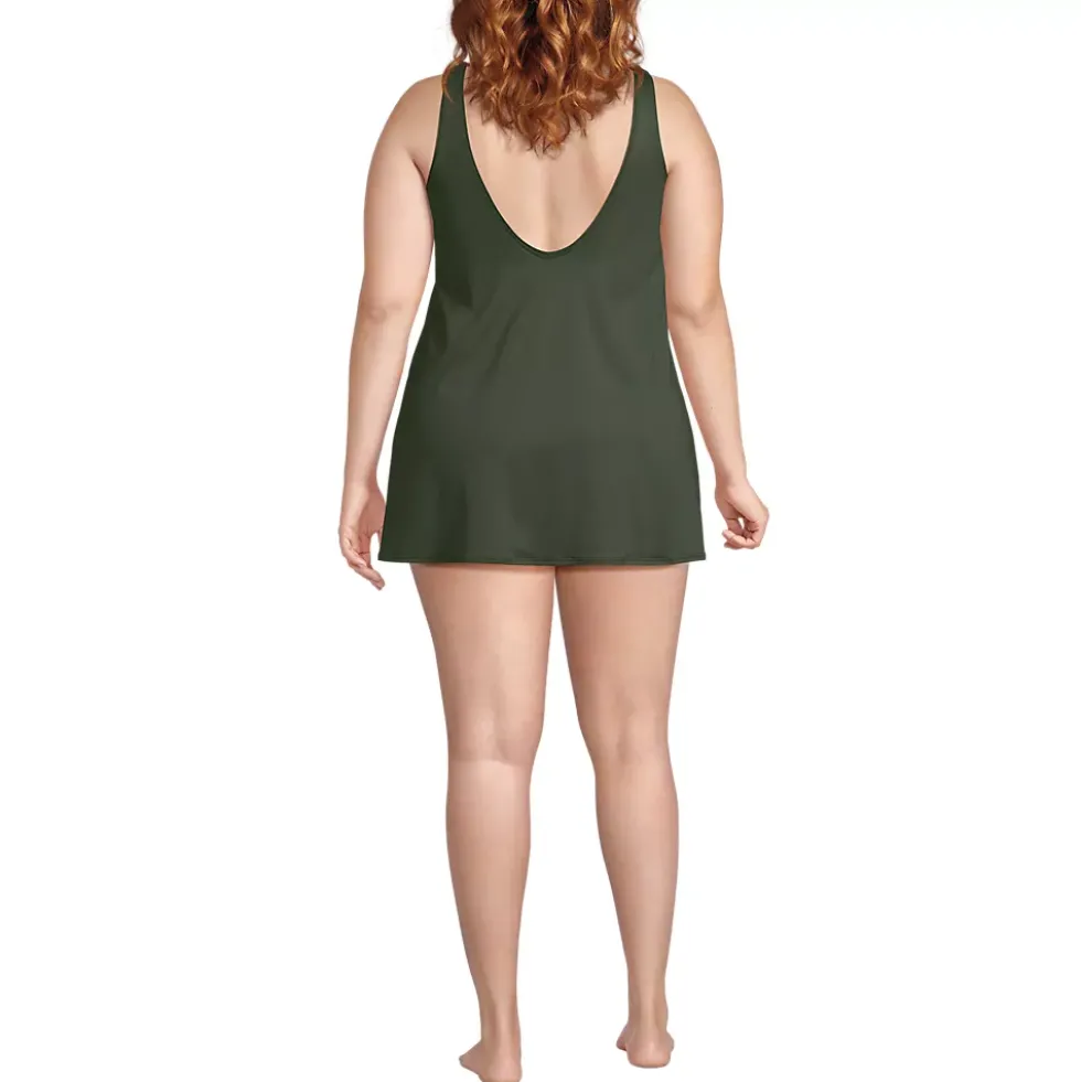 Women's Scoop Neck Mini Swim Dress Swimsuit