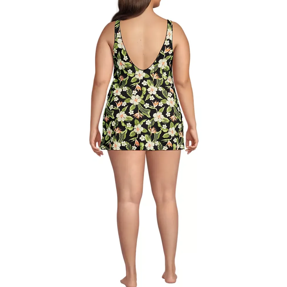 Women's Scoop Neck Mini Swim Dress Swimsuit