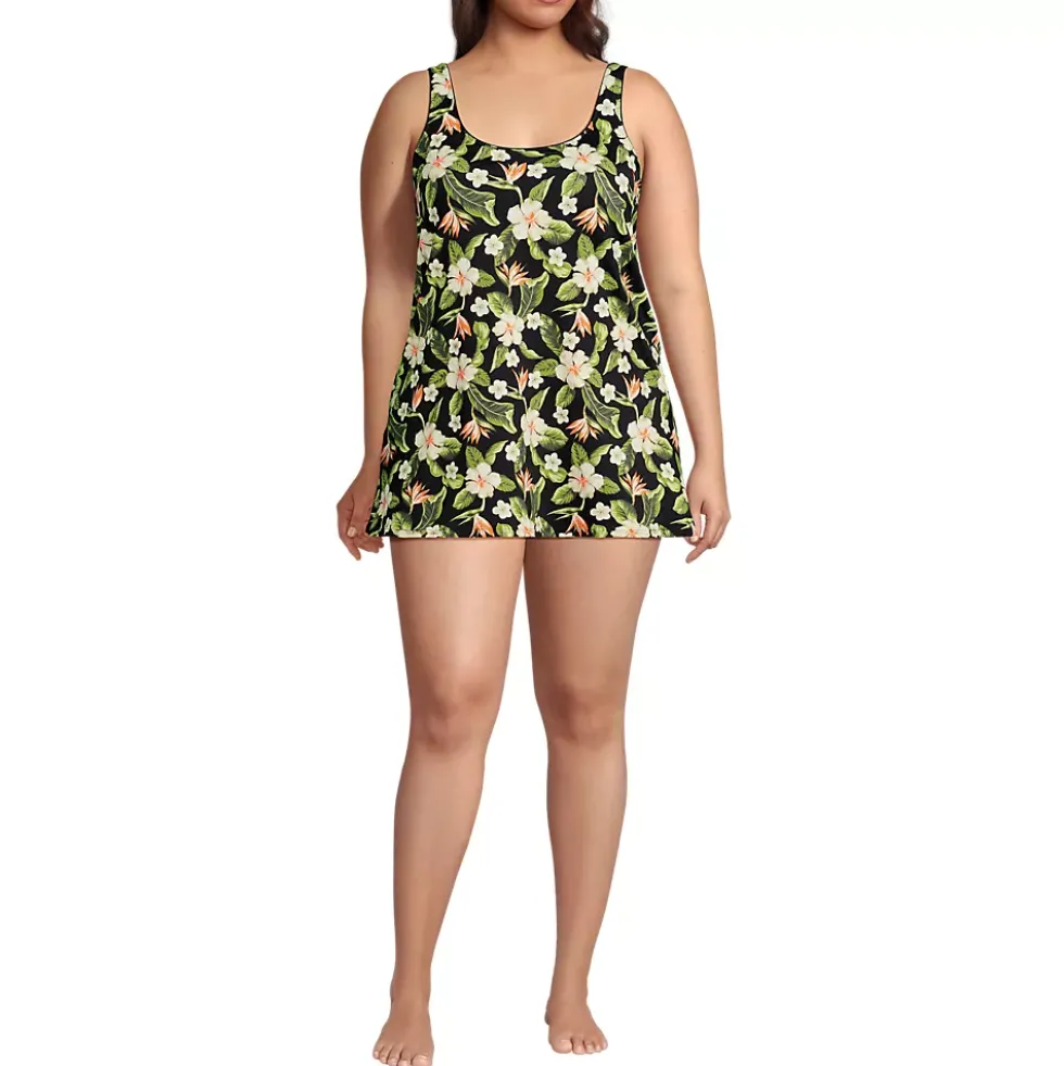 Women's Scoop Neck Mini Swim Dress Swimsuit