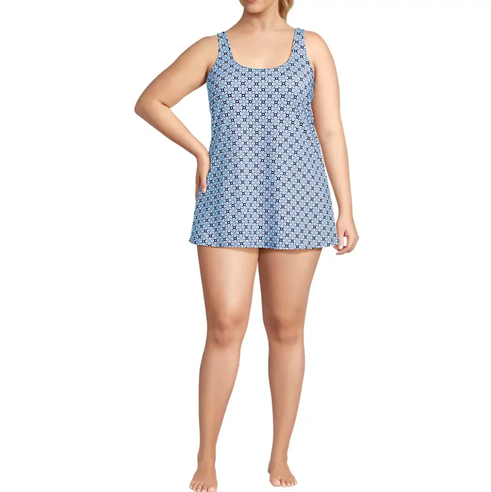 Women's Scoop Neck Mini Swim Dress Swimsuit