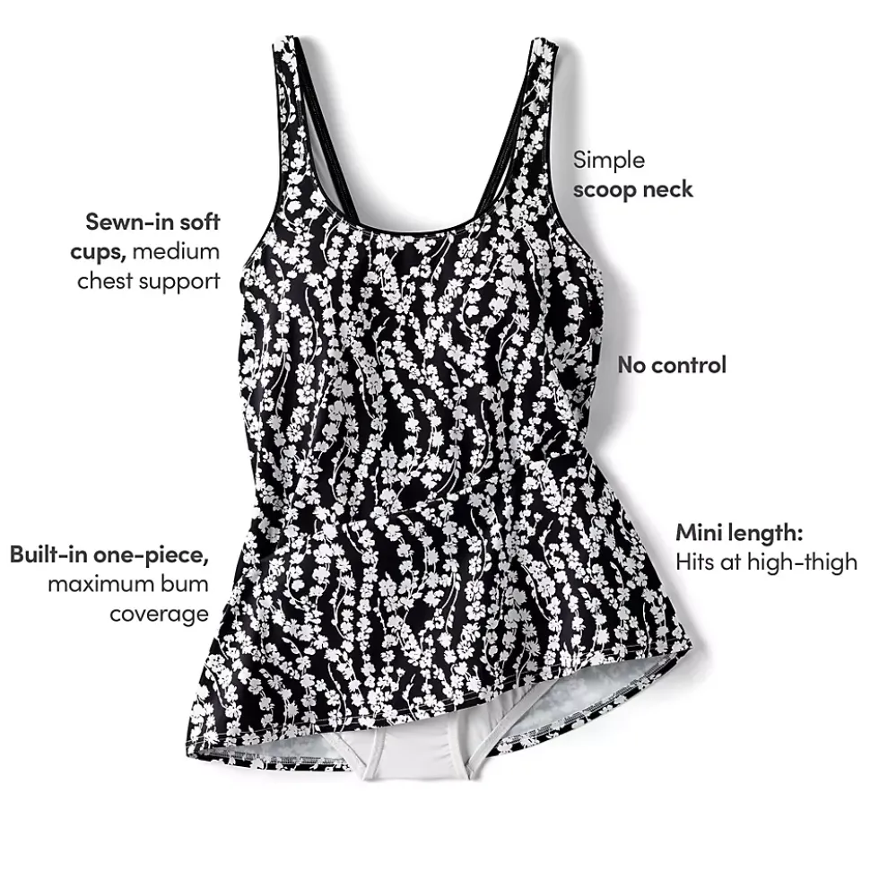 Women's Scoop Neck Mini Swim Dress Swimsuit
