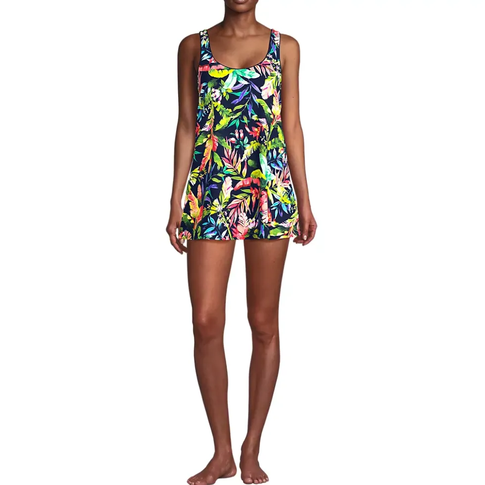 Women's Scoop Neck Mini Swim Dress Swimsuit