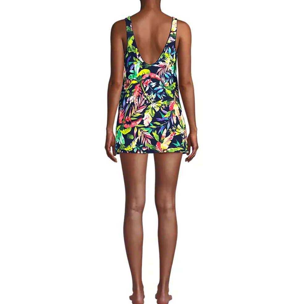 Women's Scoop Neck Mini Swim Dress Swimsuit