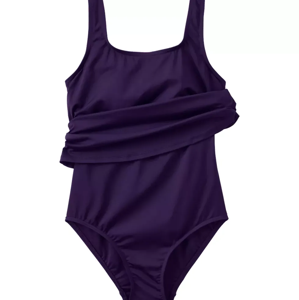 Women's Scoop Neck One Piece Fauxkini Swimsuit