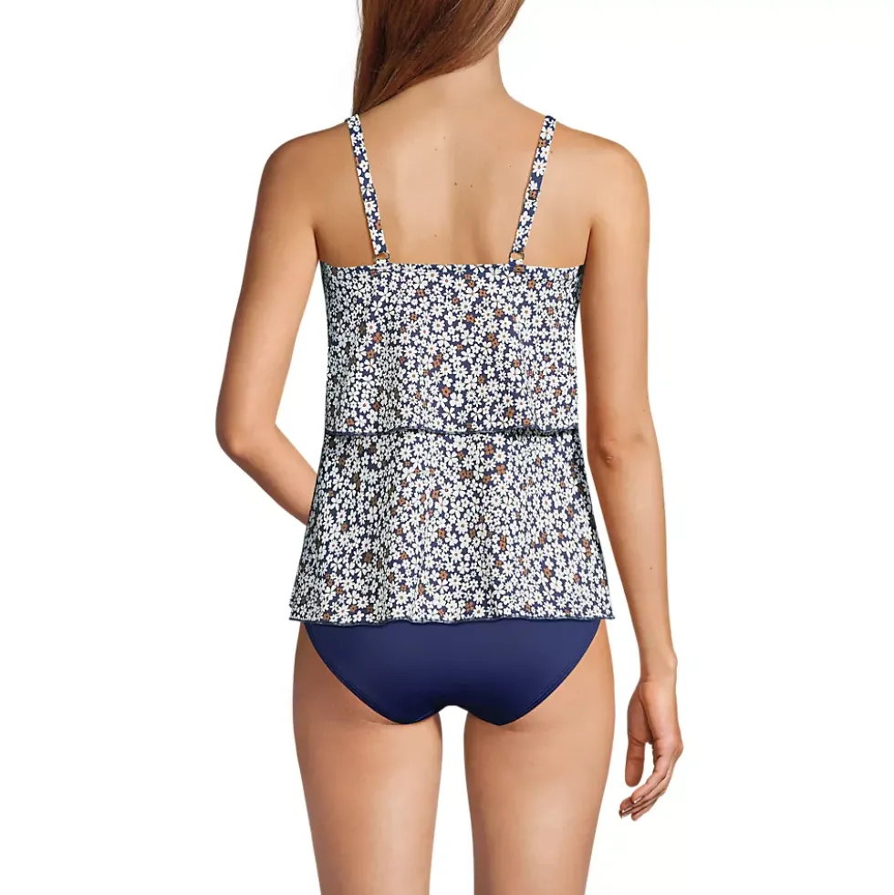 Women's Scoop Neck Tiered Tankini Swimsuit Top