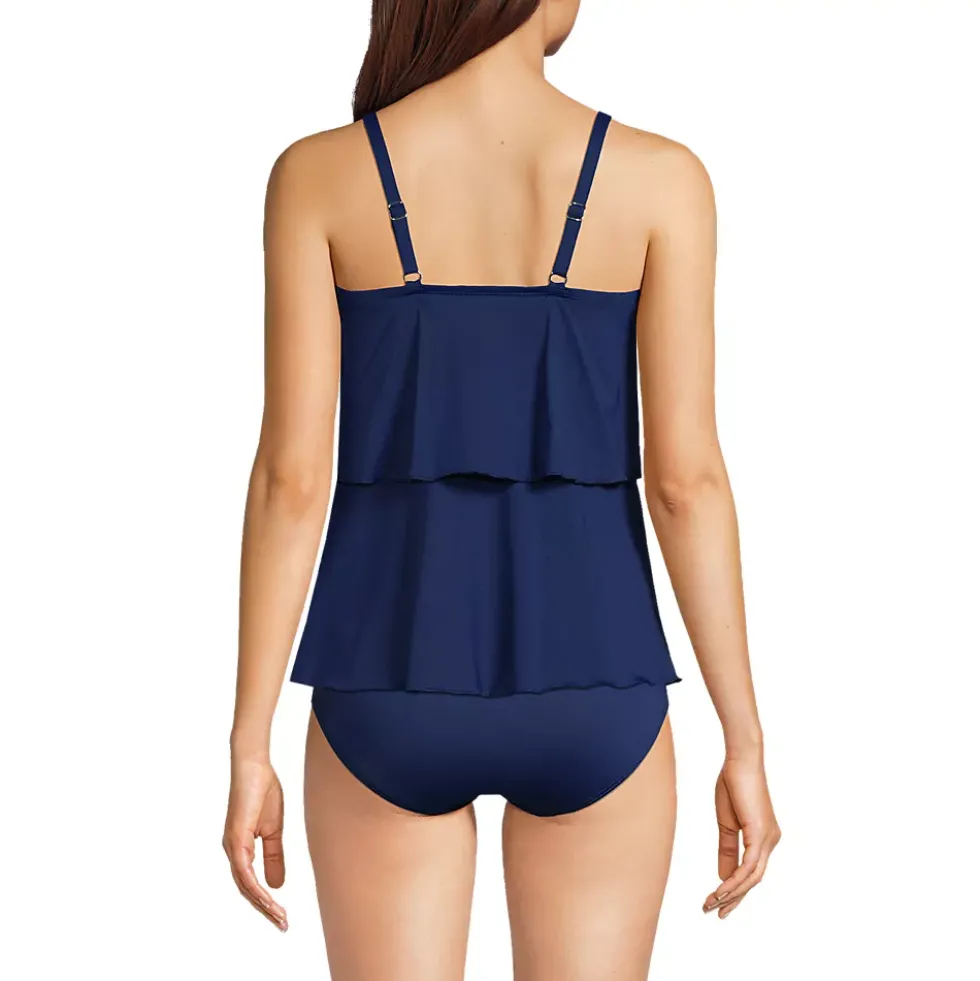 Women's Scoop Neck Tiered Tankini Swimsuit Top