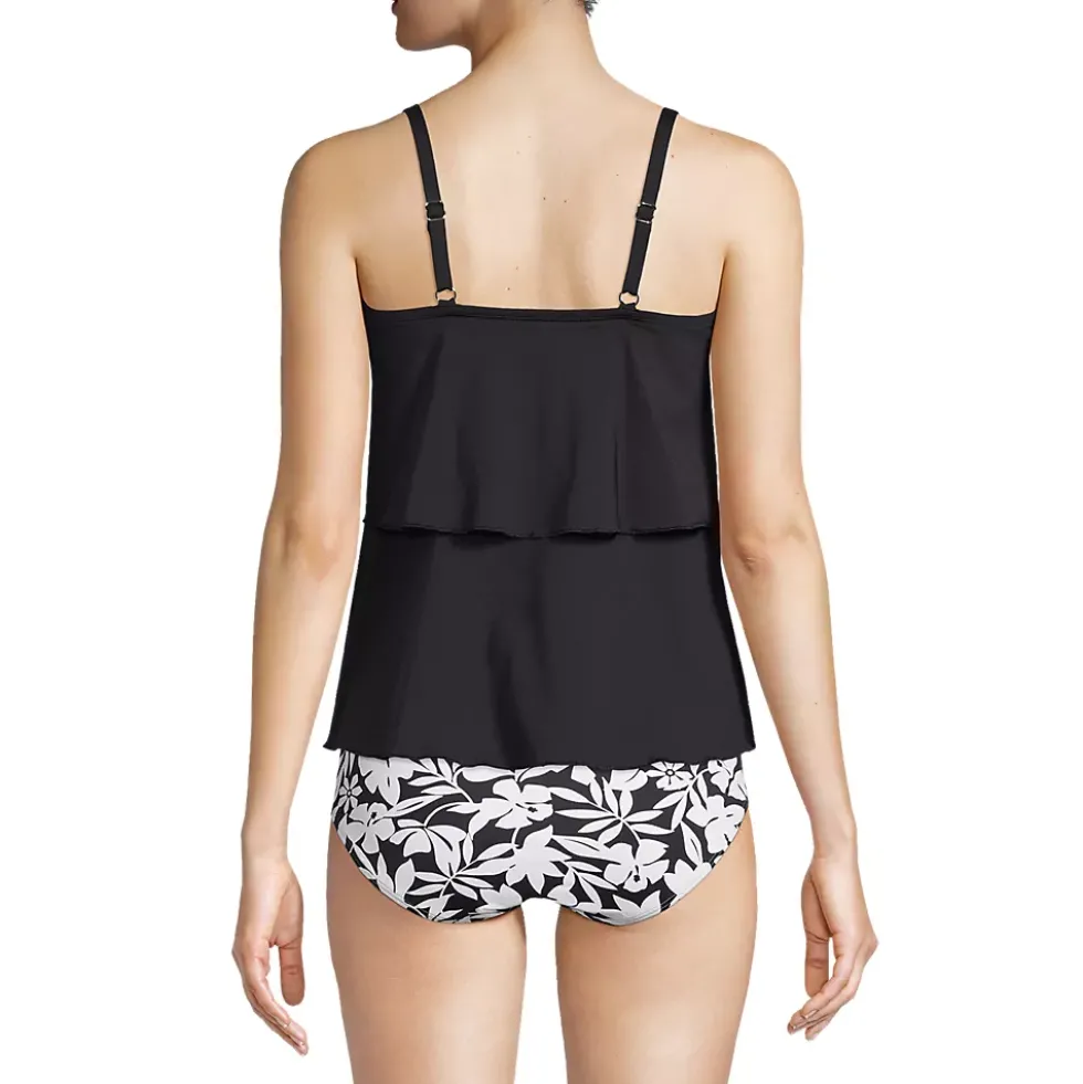 Women's Scoop Neck Tiered Tankini Swimsuit Top