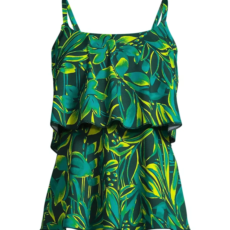 Women's Scoop Neck Tiered Tankini Swimsuit Top