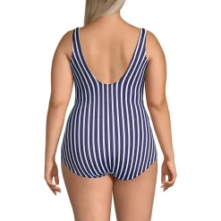 Women's Scoop Neck Tugless Sporty One Piece Swimsuit