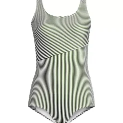 Women's Scoop Neck Tugless Sporty One Piece Swimsuit