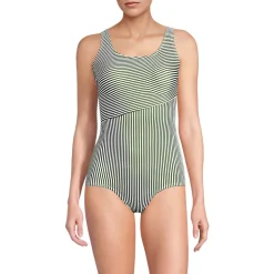 Women's Scoop Neck Tugless Sporty One Piece Swimsuit