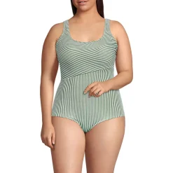Women's Scoop Neck Tugless Sporty One Piece Swimsuit