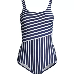 Women's Scoop Neck Tugless Sporty One Piece Swimsuit
