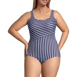 Women's Scoop Neck Tugless Sporty One Piece Swimsuit
