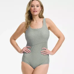 Women's Scoop Neck Tugless Sporty One Piece Swimsuit