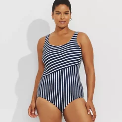 Women's Scoop Neck Tugless Sporty One Piece Swimsuit