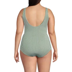 Women's Scoop Neck Tugless Sporty One Piece Swimsuit