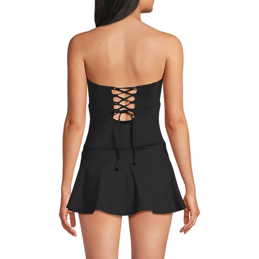Women's Sculpting Bandeau Lace Back Mini Swim Dress