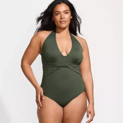 Women's Sculpting Suit Plunge Halter High Leg One Piece Swimsuit