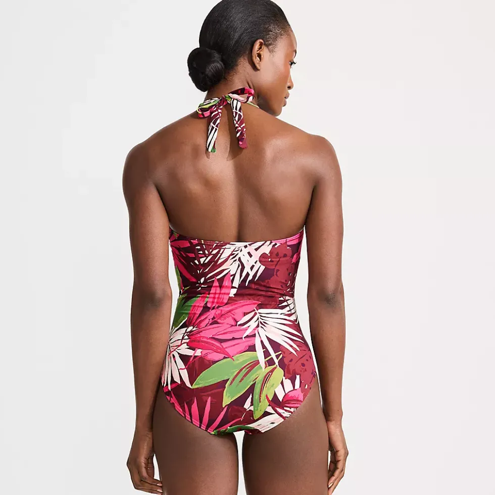 Women's Sculpting Suit Plunge Halter High Leg One Piece Swimsuit
