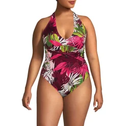 Women's Sculpting Suit Plunge Halter High Leg One Piece Swimsuit