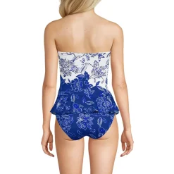 Women's Sculpting Suit Ruffle Bandeau One Piece Swimsuit