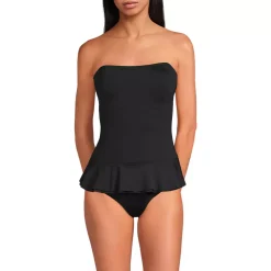 Women's Sculpting Suit Ruffle Bandeau One Piece Swimsuit