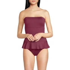 Women's Sculpting Suit Ruffle Bandeau One Piece Swimsuit