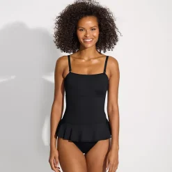 Women's Sculpting Suit Ruffle Bandeau One Piece Swimsuit