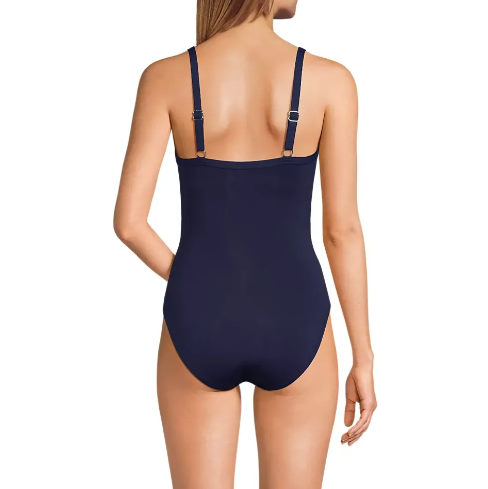 Women's Sculpting Suit Targeted Control Draped One Piece Swimsuit